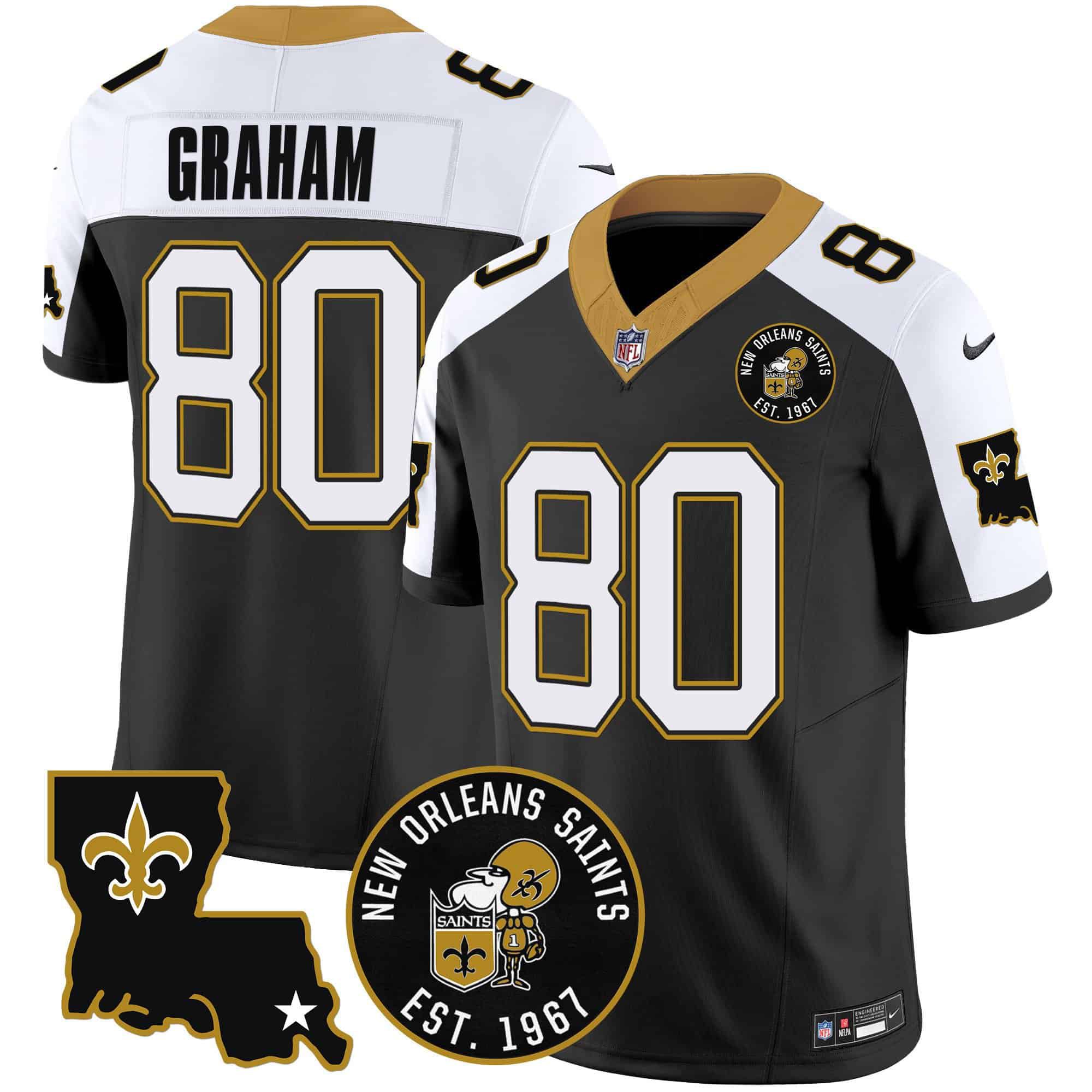 Men New Orleans Saints #80 Graham Black 2024 Nike 1967 Patch Vapor Limited NFL Jersey
